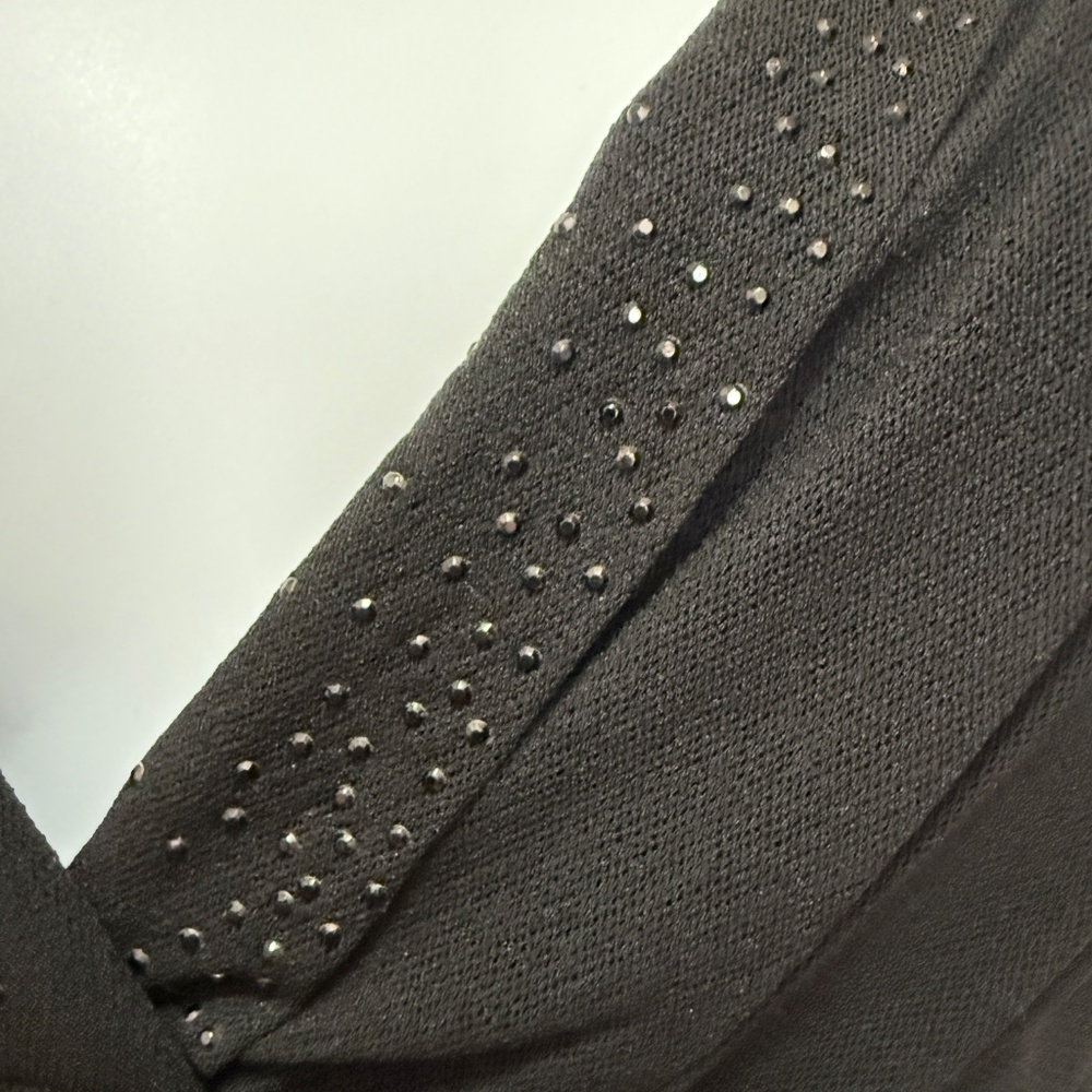 Express Embellished Flutter Mesh Top Black M - image 6